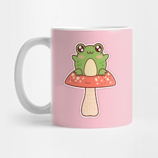 Cute Frog Setting on a Mushroom Kawaii Cottagecore Mug